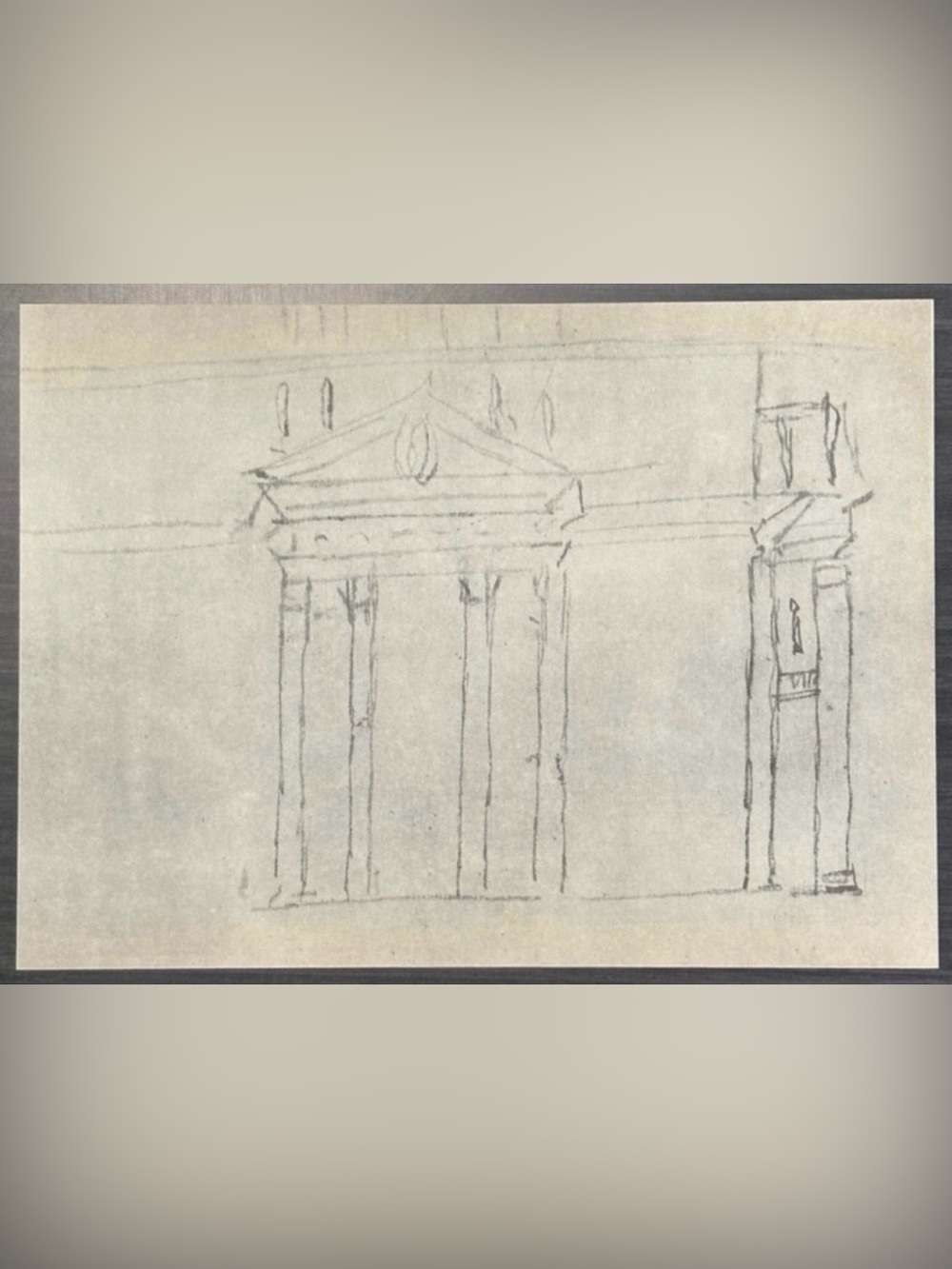 SKETCH COLONNADE ST. PETER'S Giovanni Gian Lorenzo Bernini Fine Art Print 1940’s